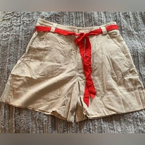 Free People New Without Tags Women's Tan Shorts with Red Belt, Size 10